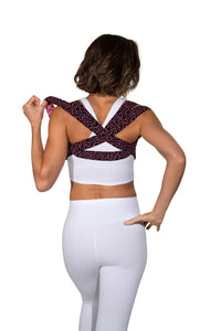 Back Posture Corrector for Women | Pink Pebble Back Side on Model