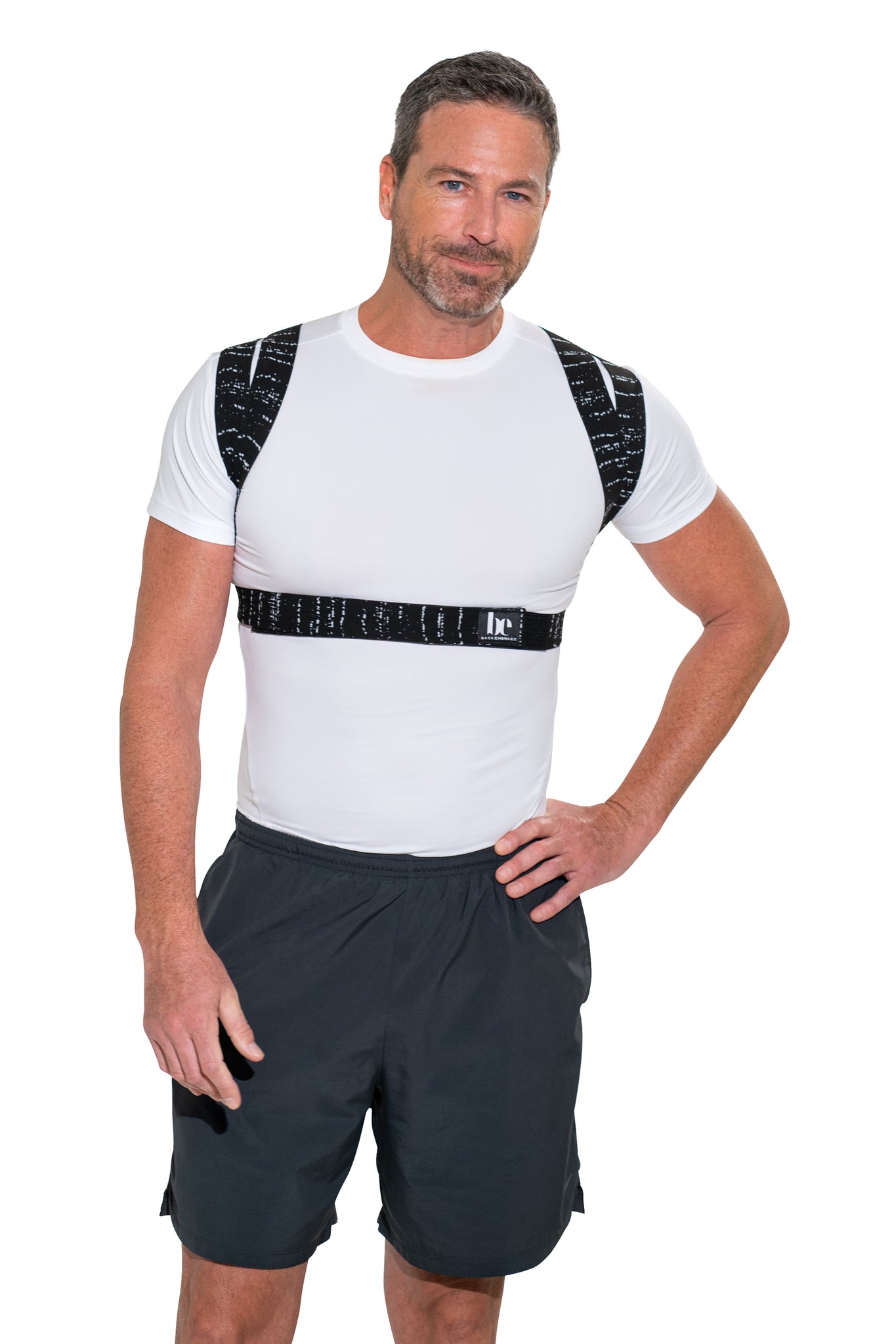 Back Posture Corrector for Men | Black Drizzle Front On Large/XL Model