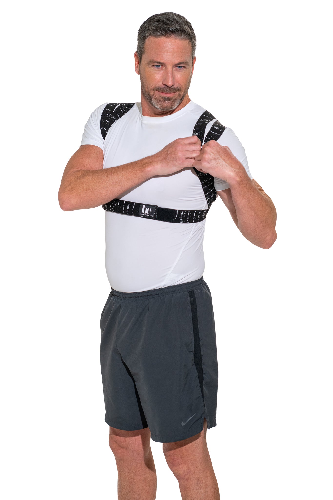 Back Posture Corrector for Men | Black Drizzle Back On Large/XL Model