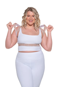 Back Posture Corrector for Plus Size Women | Sand Drizzle on Model