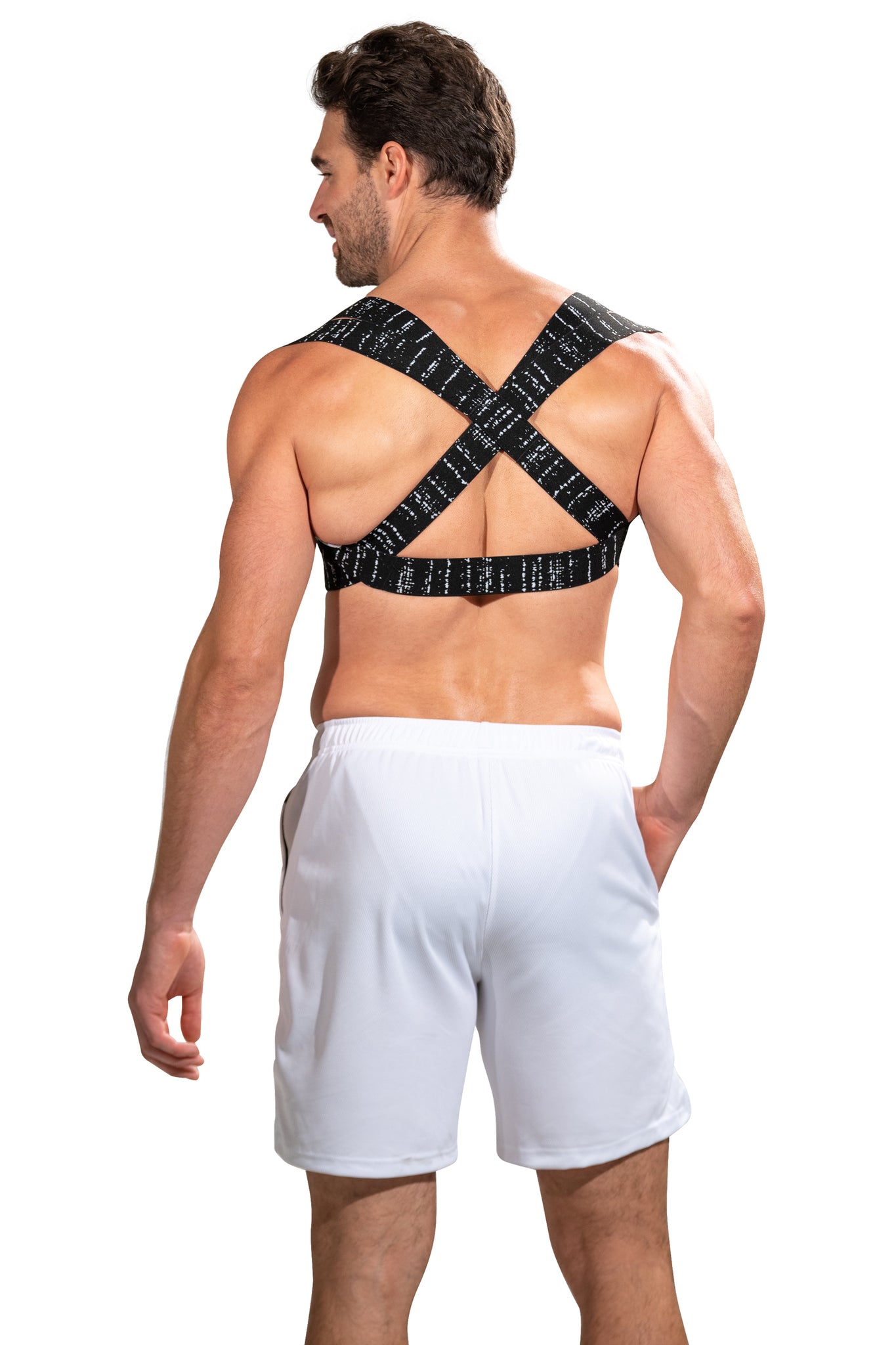 Back Posture Corrector for Men | Black Drizzle Back On Medium/Large Model