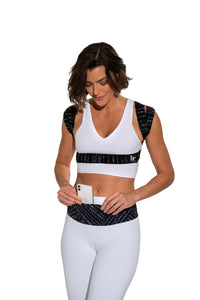 Woman wearing BANDI Pocketed Belt and Posture corrector 